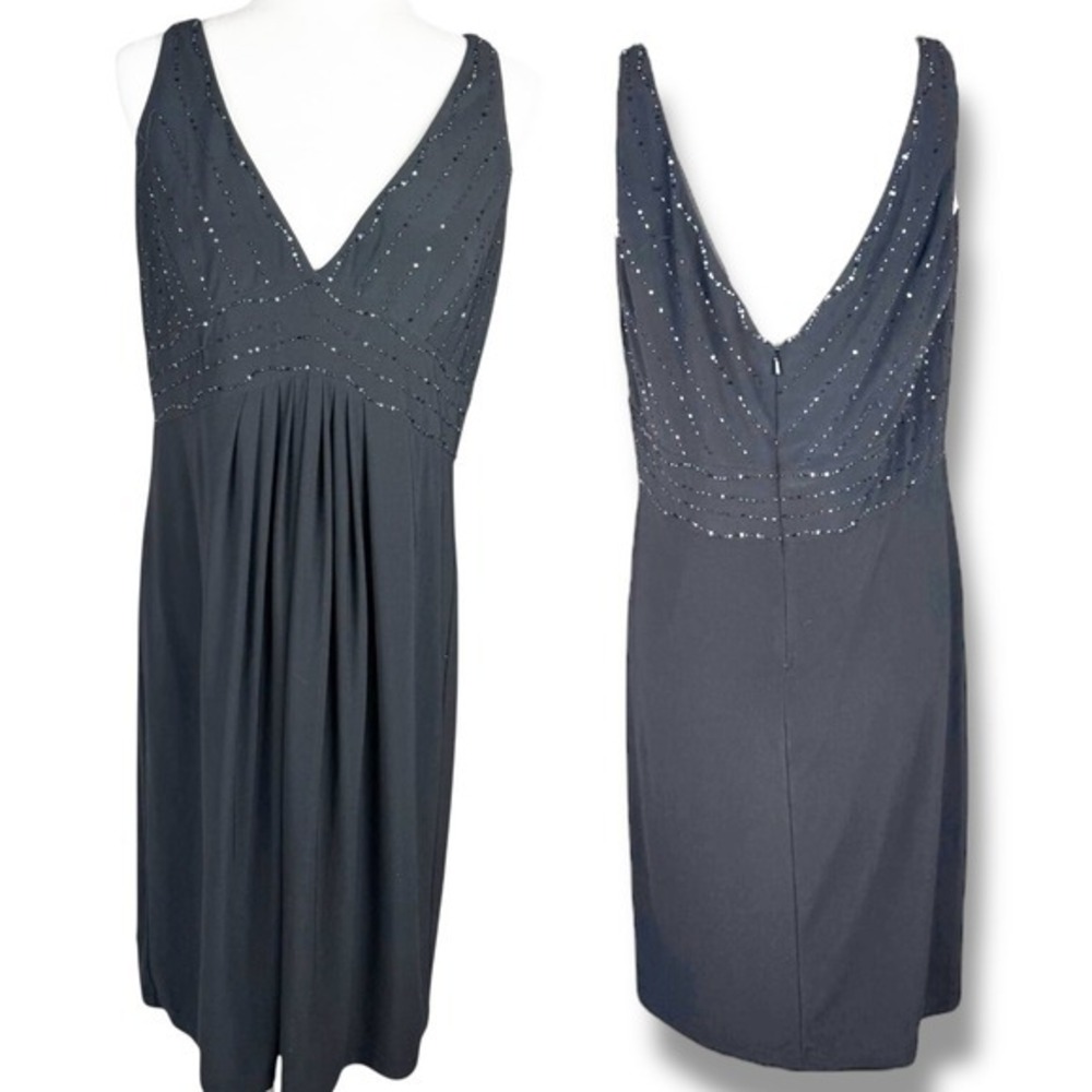 Jones Wear Black Cocktail Dress Womens Size Large Elegant Beaded Sequins Glam